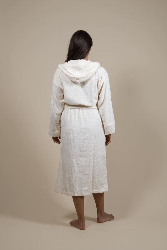 Damen Bademantel Frottee Ecru