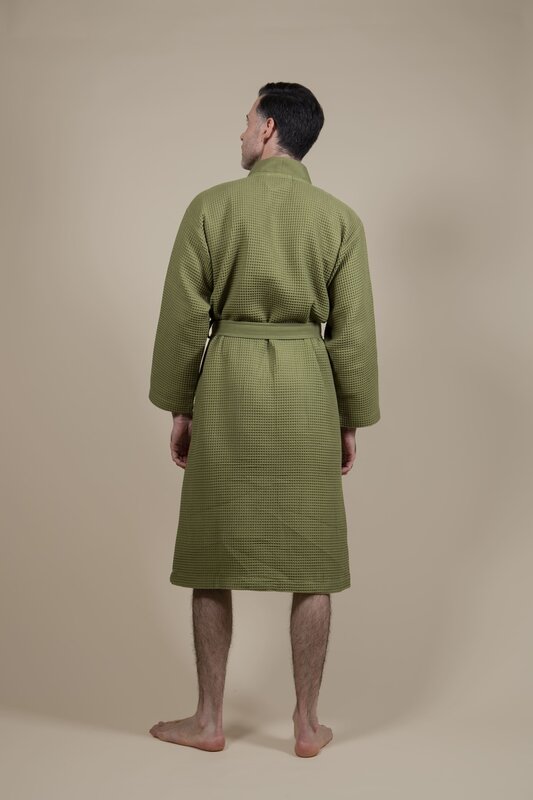 Herren Kimono Bademantel Olivgr&uuml;n