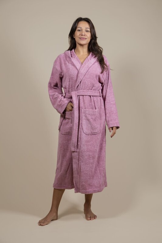 Damen Bademantel Frottee Rosa